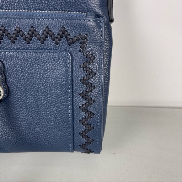 Brighton Interlok Blue Leather Crossbody Organizer Purse Silver Hardware Classic - Picture 4 of 14